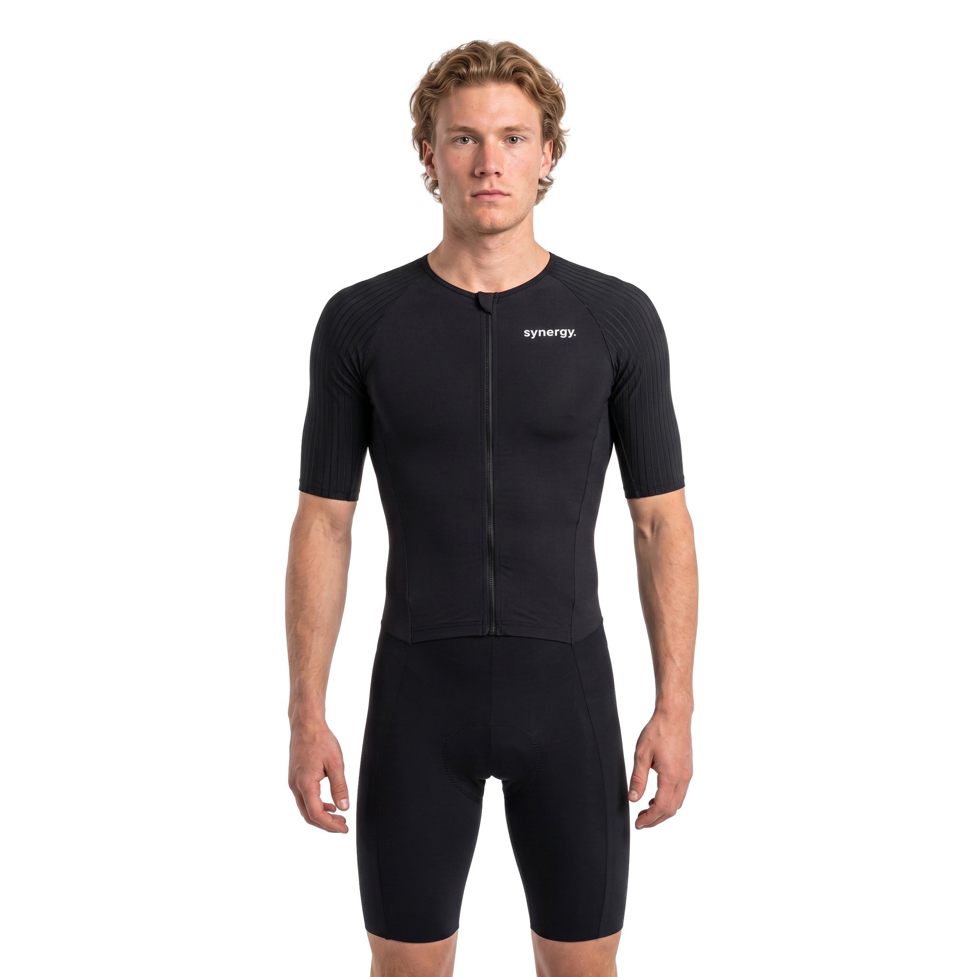 Men's Race Short Sleeve Trisuit - Kona Black - Front