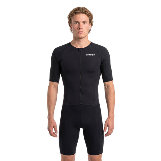 Men's Race Short Sleeve Trisuit - Kona Black - Front