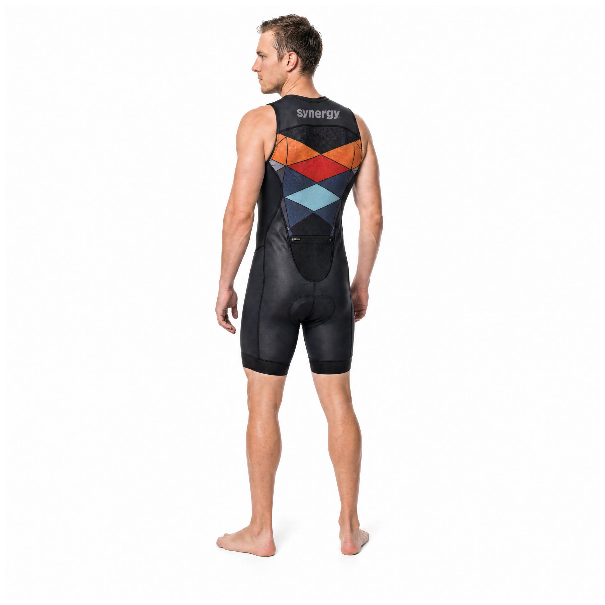 Men's Elite Sleeveless Tri Suit - Prism Multicolor - Athlete Back Three-Quarter