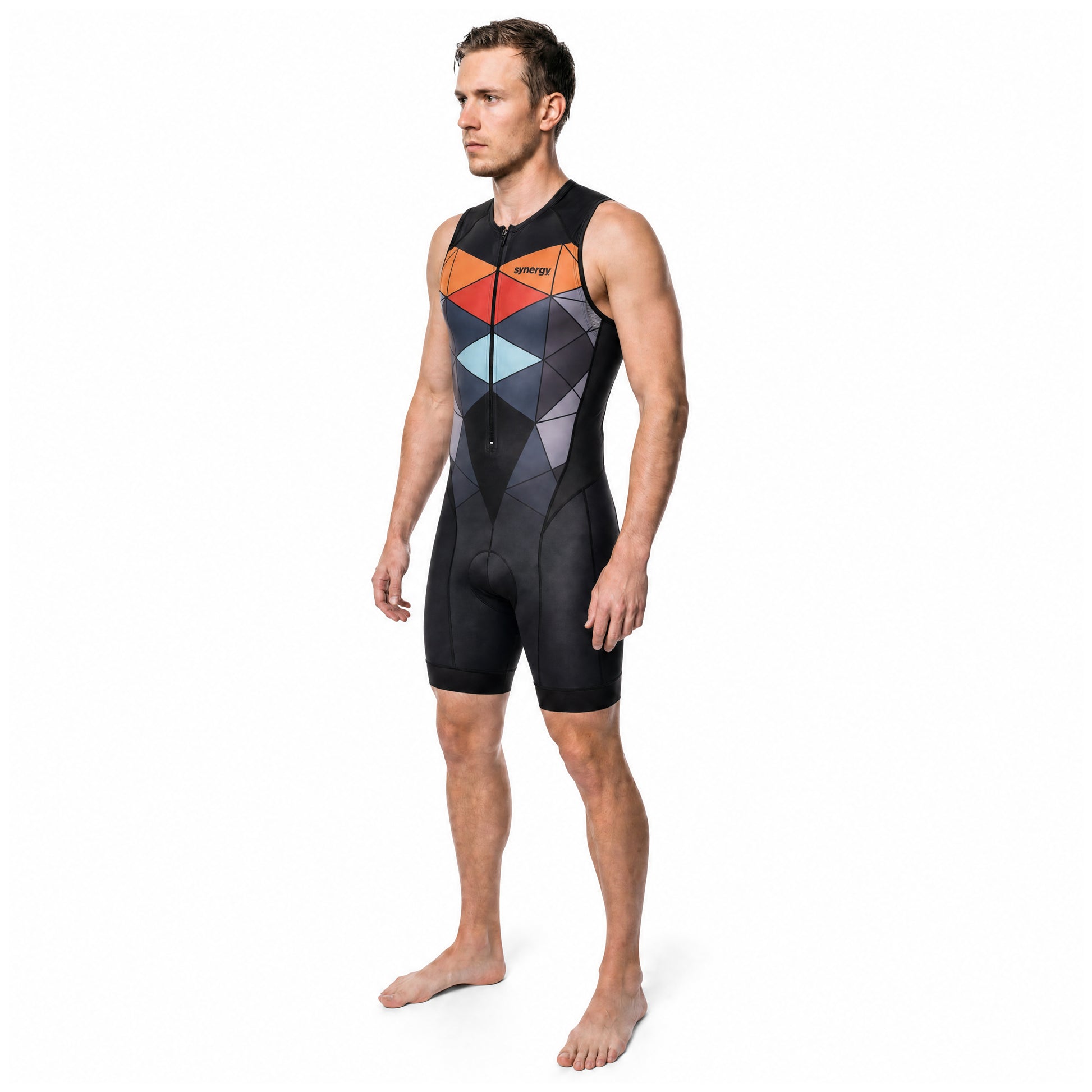 Men's Elite Sleeveless Tri Suit - Prism Multicolor - Athlete Front Three-Quarter
