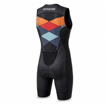 Men's Elite Sleeveless Tri Suit - Prism Multicolor - Ghost Mannequin Back Three-Quarter