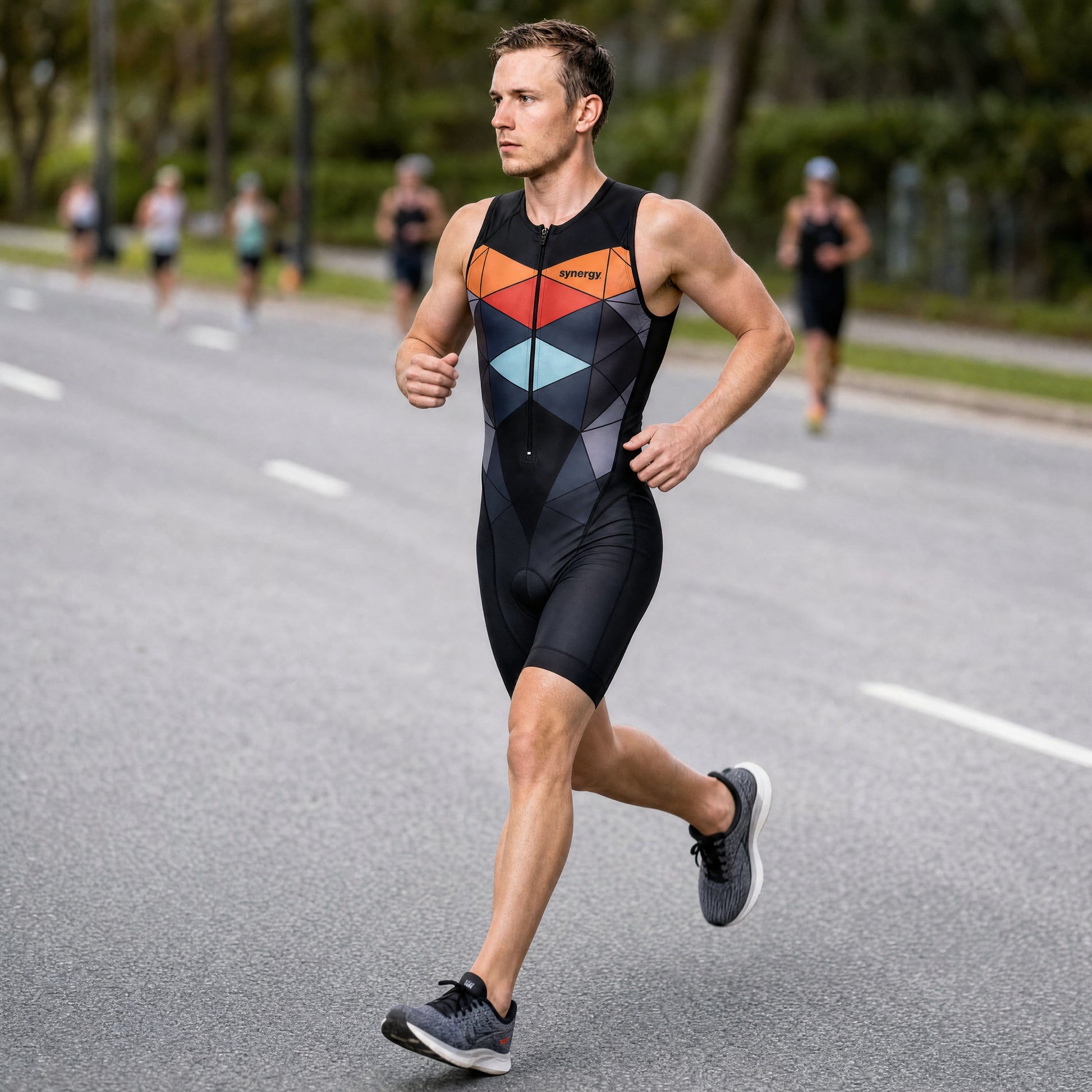 Men's Elite Sleeveless Tri Suit - Prism Multicolor - Marathon Running Front