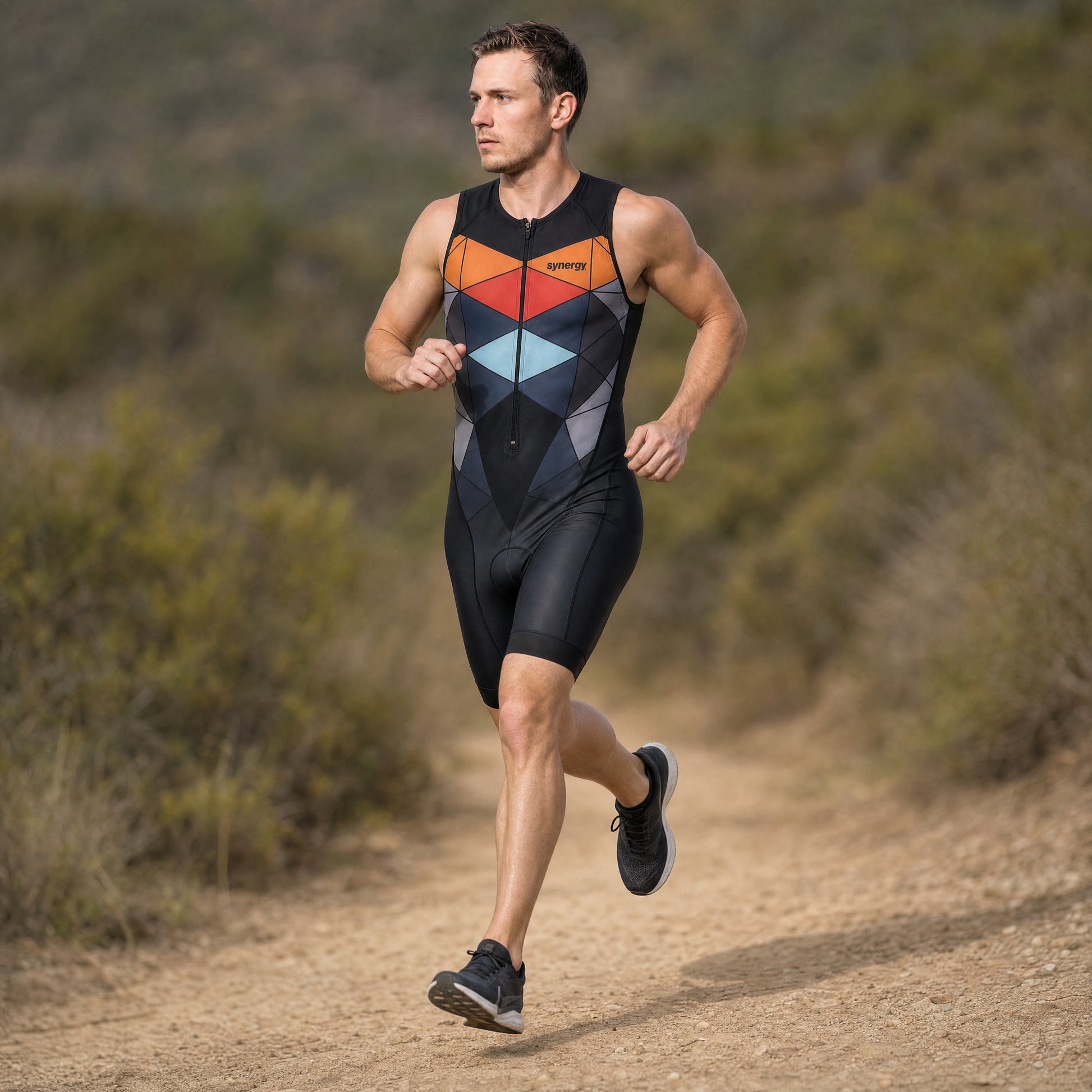 Men's Elite Sleeveless Tri Suit - Prism Multicolor - Trail Running Front