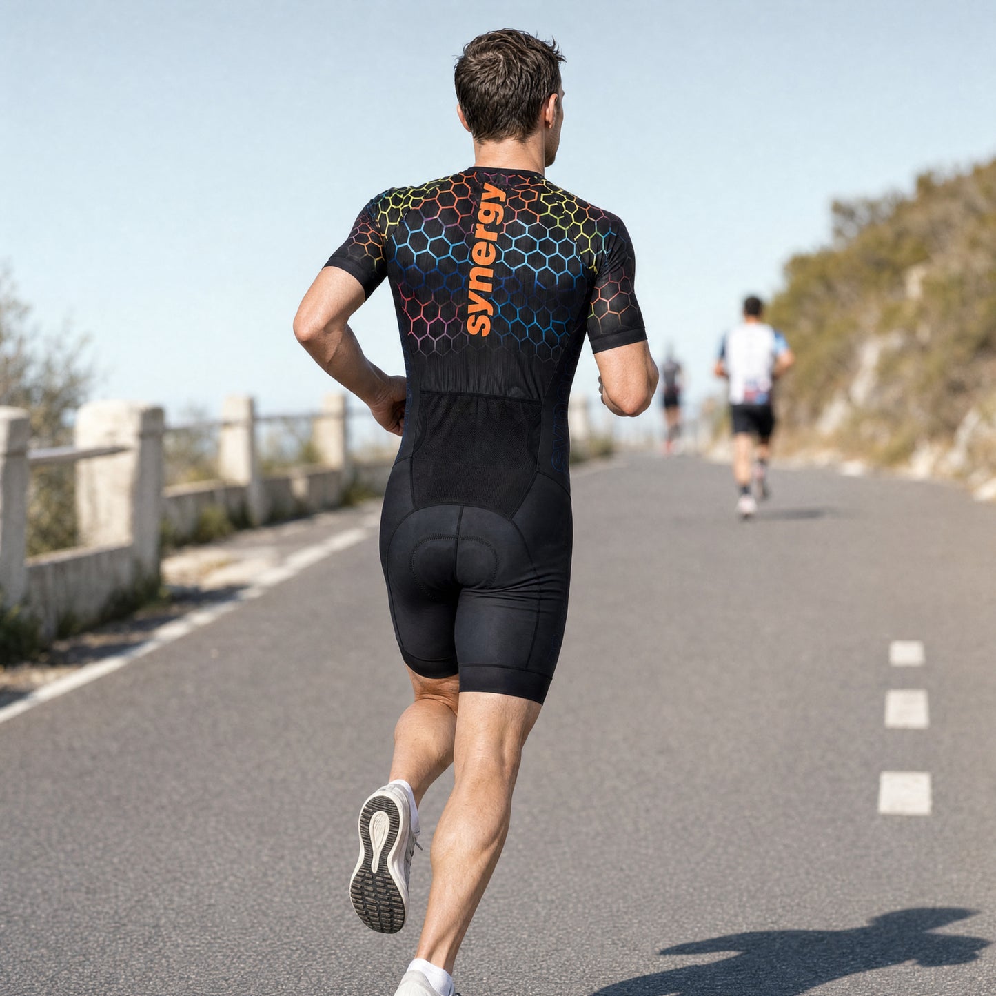 Men's Pro 3.0 Short Sleeve Tri Suit - Fusion - Kinetic Hive - Running - Back