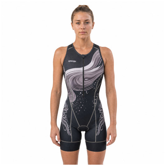 Women's Elite Sleeveless Racerback Tri Suit - Basalt Black Gloss - Front