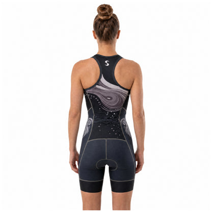 Women's Elite Sleeveless Racerback Tri Suit - Basalt Black Gloss - Back