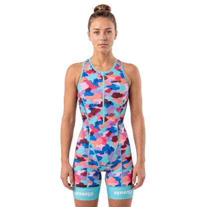 Women's Elite Sleeveless Racerback Tri Suit - Mosaic Camo - Front