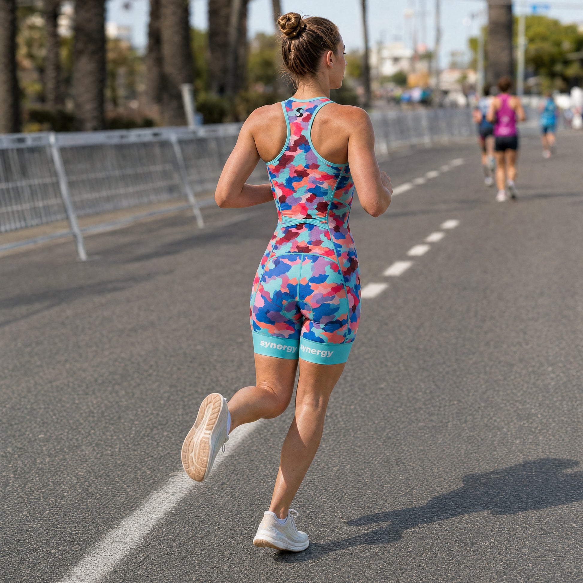 Women's Elite Sleeveless Racerback Tri Suit - Mosaic Camo - Running - Back