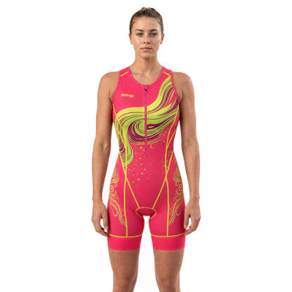 Women's Elite Sleeveless Racerback Tri Suit - Tourmaline Pink Metal - Front
