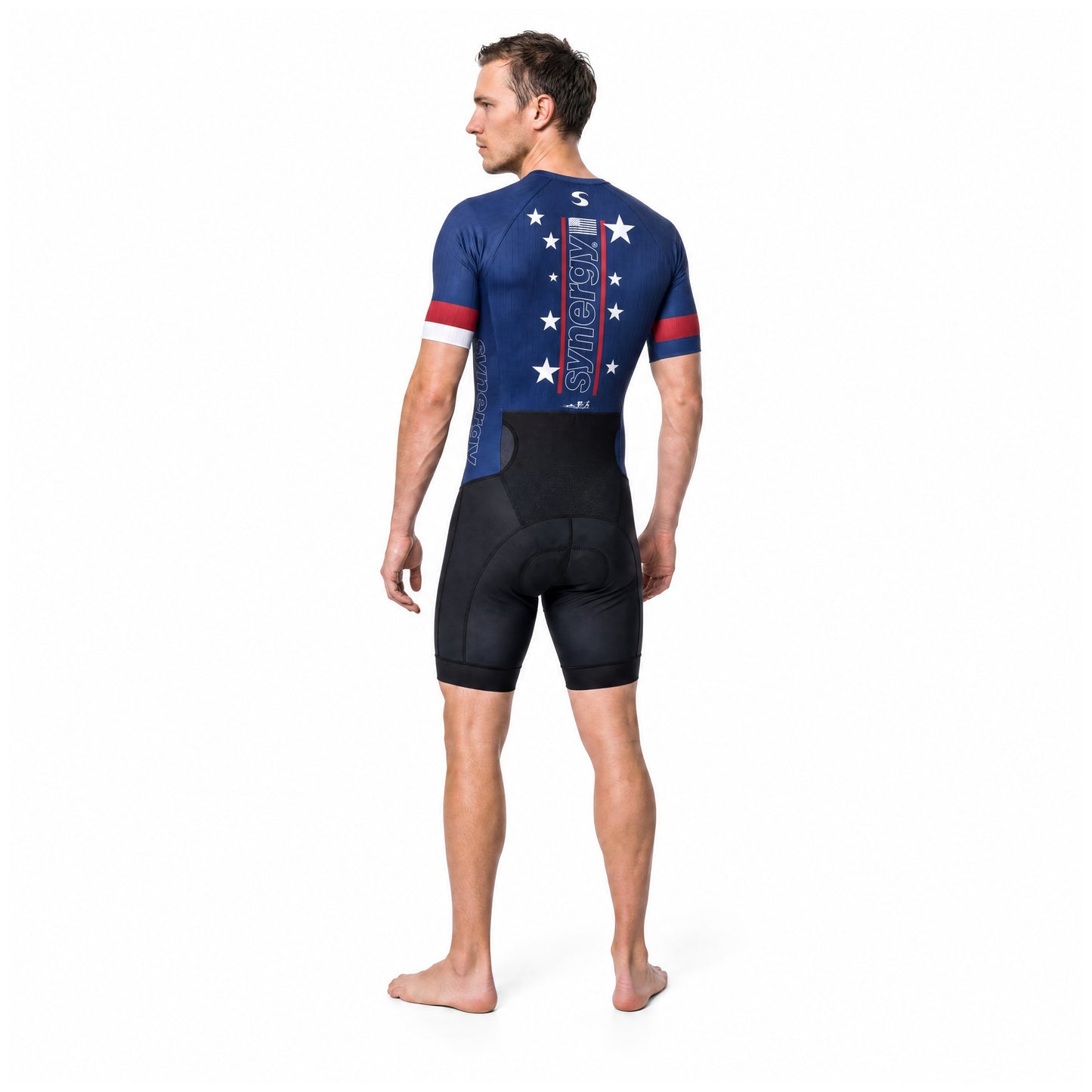Men's Pro 3.0 Short Sleeve Tri Suit - Fusion - Stars & Synergy - Athlete - Back Three Quarter