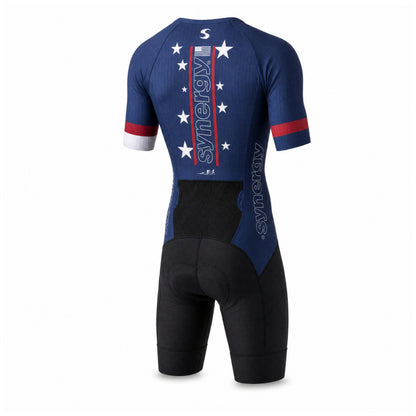 Men's Pro 3.0 Short Sleeve Tri Suit - Fusion - Stars & Synergy - Ghost Mannequin - Back Three Quarter