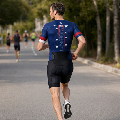 Men's Pro 3.0 Short Sleeve Tri Suit - Fusion - Stars & Synergy - Marathon Running - Back