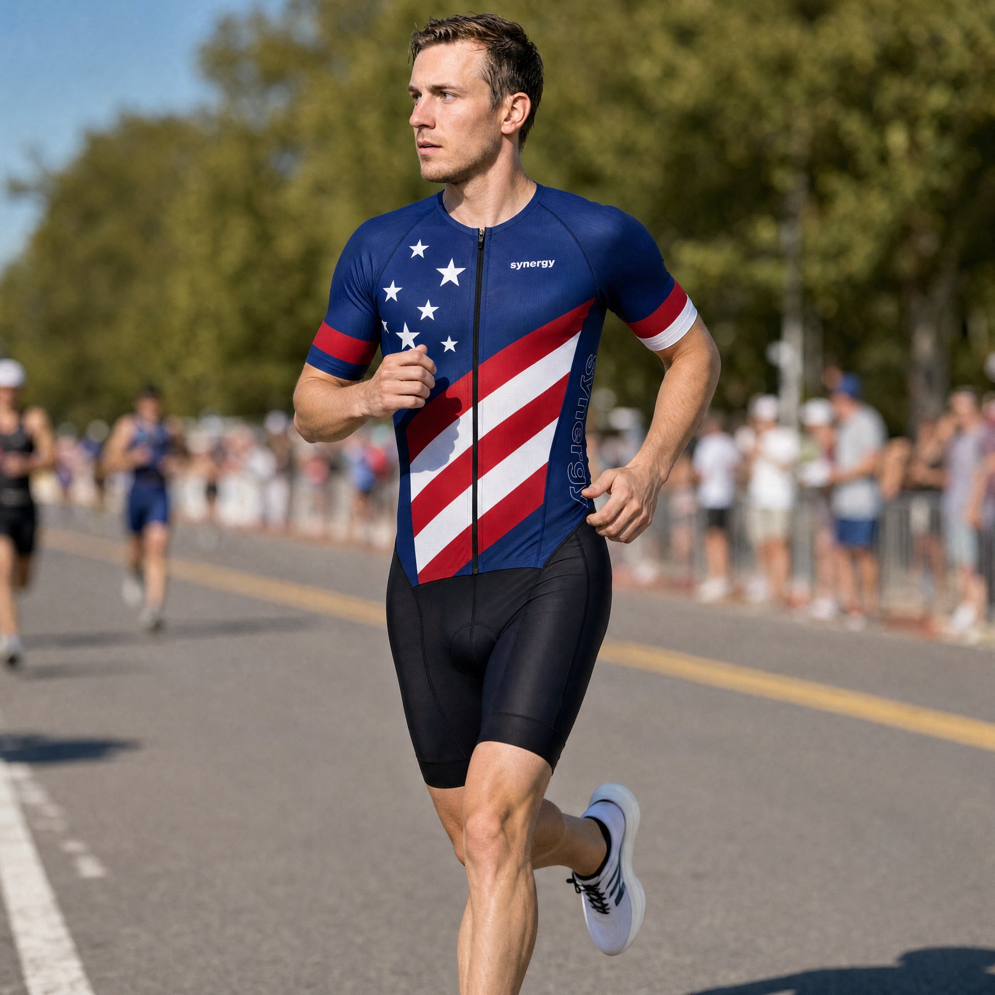 Men's Pro 3.0 Short Sleeve Tri Suit - Fusion - Stars & Synergy - Marathon Running - Front
