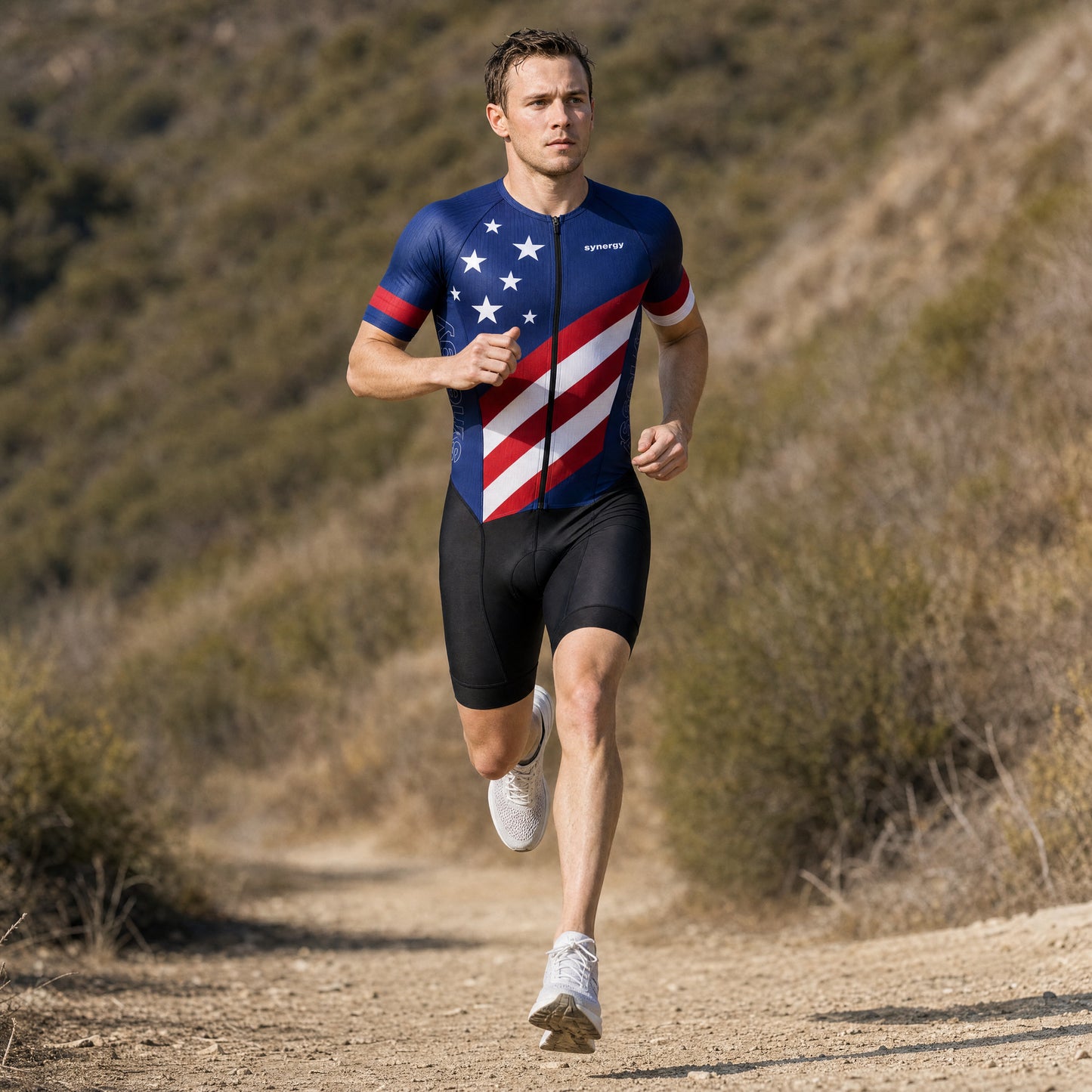 Men's Pro 3.0 Short Sleeve Tri Suit - Fusion - Stars & Synergy - Trail Running - Front