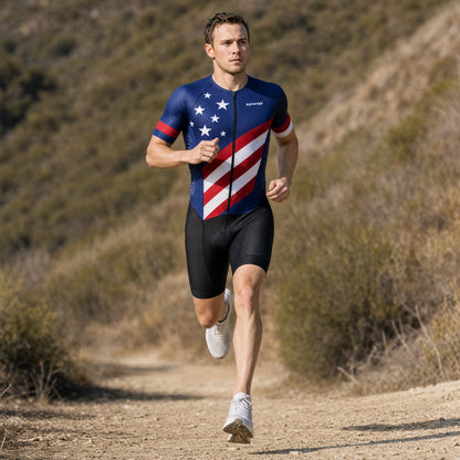 Men's Pro 3.0 Short Sleeve Tri Suit - Fusion - Stars & Synergy - Trail Running - Front